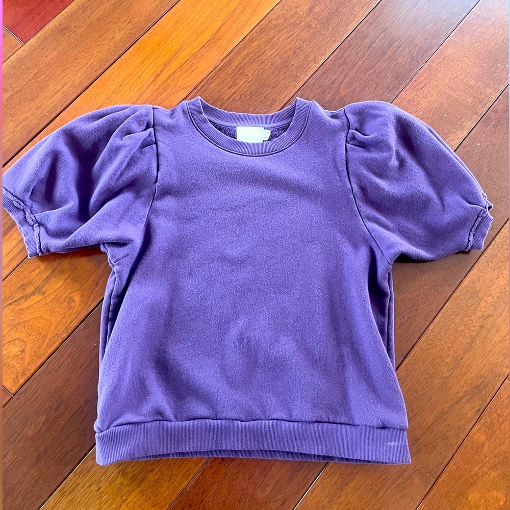 Nation LTD Purple Puff Sleeve Sweatshirt Top